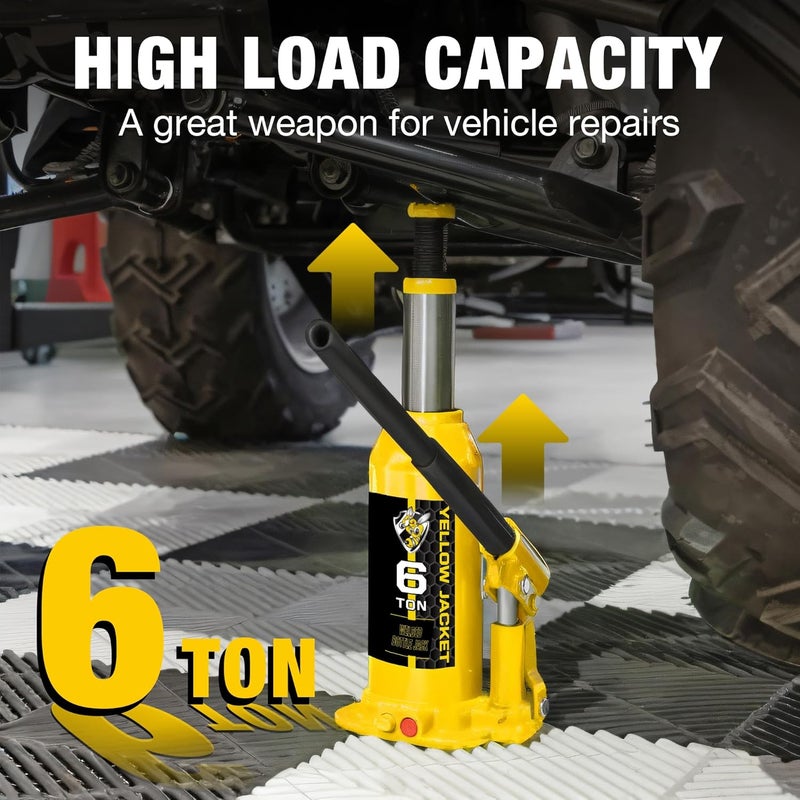 Yellow Jacket Bottle Jack 6 Ton Muti-Directional Welded Car Jack with Carrying Case and Pump Handle, Fit Use for Automotive Sedans, Yellow - Image 2